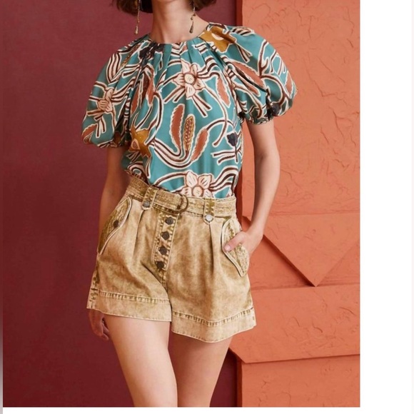 Ulla Johnson  Anila In Topaz Blouse 100% Silk Top Size 8 - Picture 3 of 9